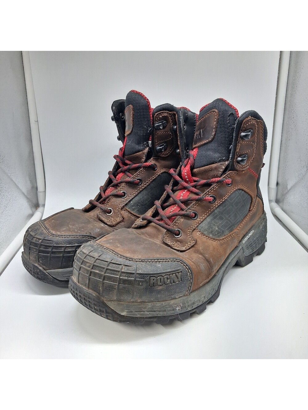 Rocky RKK0238 Men’s 9.5M Composite Toe Waterproof EH Work Boots Brown 6